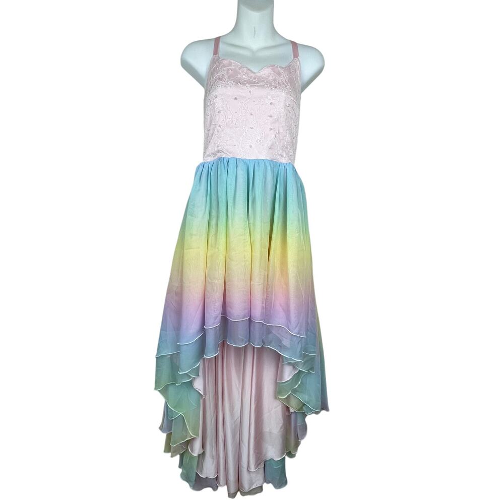NWT The Carriage House Cosplay High-Low Dress XS Pastel Pink Fairycore Coquette